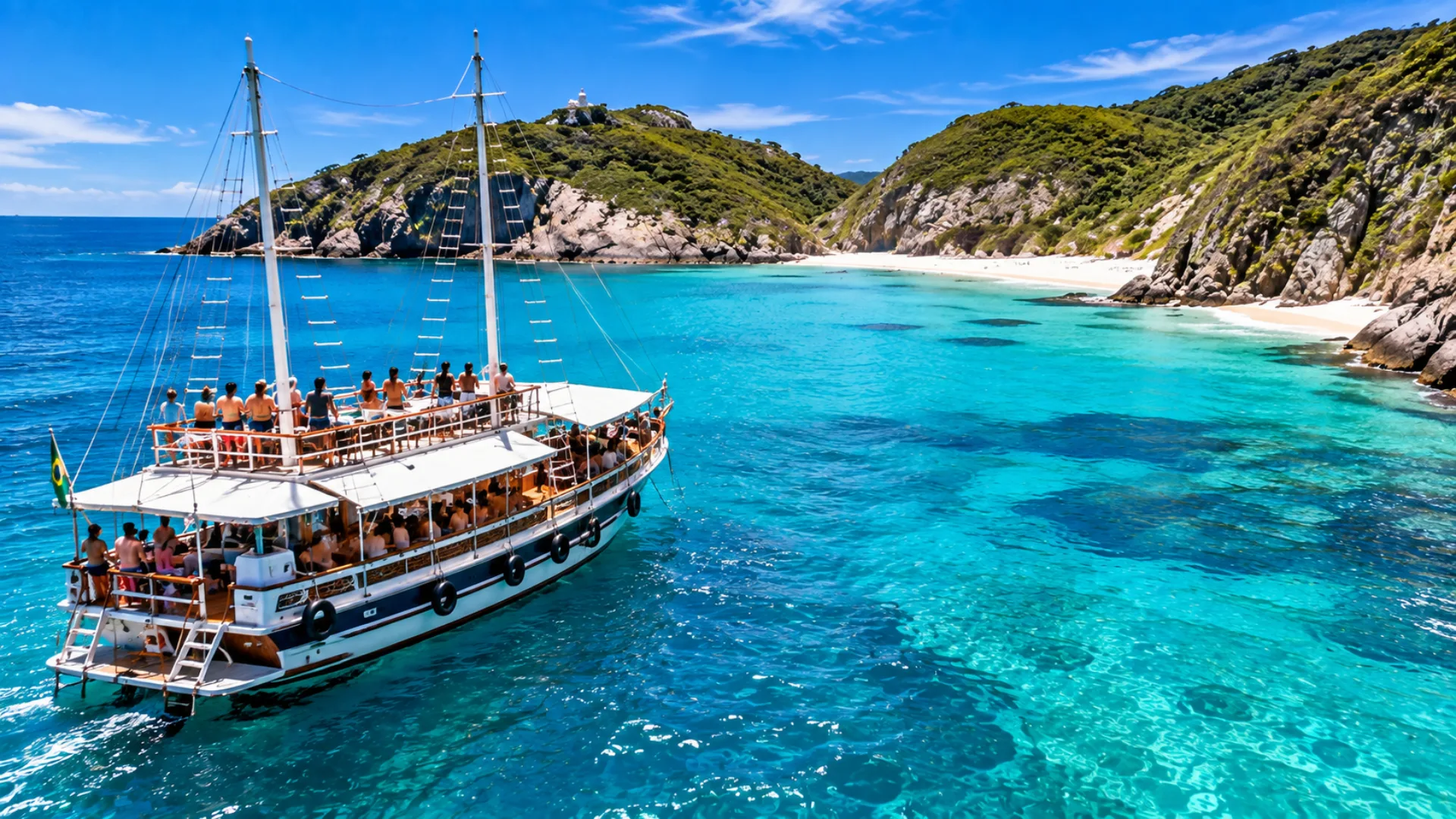Passeio de escuna em Arraial do Cabo pelas águas azuis da Região dos Lagos